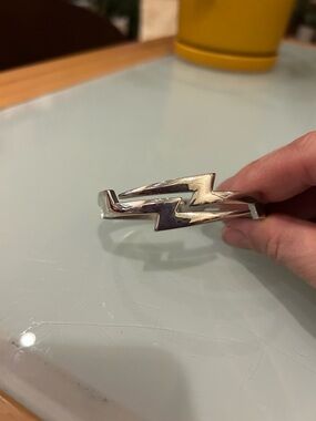 Silver Lightning Bolt Cuff Bracelet for Women